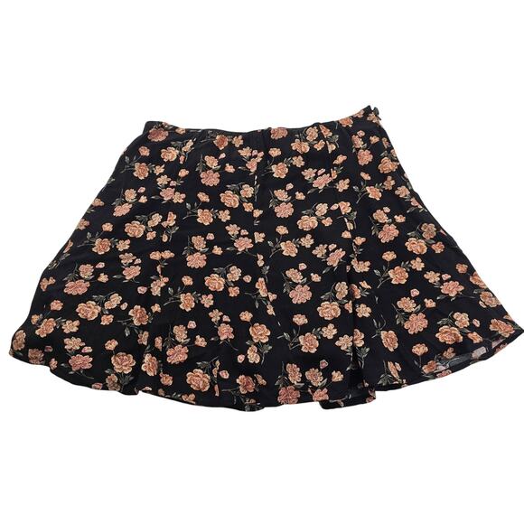 Nwt American Eagle L Black pink whimsigoth midi skirt flowy sd zip high rise NEW - Picture 1 of 8